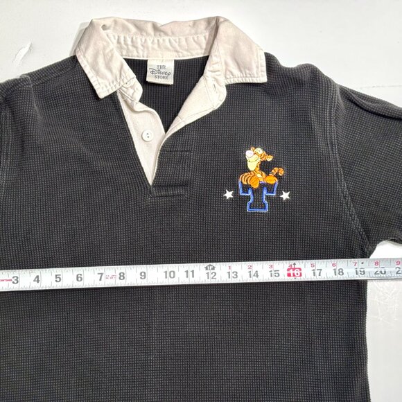 Vtg Disney Store Winnie the Pooh Tigger Waffle Henley Shirt Contrast Collar - Picture 13 of 16